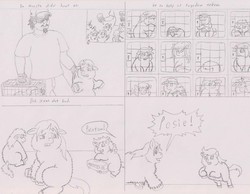 Size: 1500x1161 | Tagged: safe, artist:santanon, fluffy pony, human, big mista, fluffy pony original art, shelter