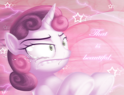 Size: 2200x1700 | Tagged: safe, artist:berrypawnch, sweetie belle, pony, unicorn, g4, crying, female, it's beautiful, mare, meme, solo, text, that is beautiful