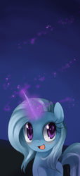 Size: 686x1500 | Tagged: dead source, safe, artist:loyaldis, trixie, pony, unicorn, g4, blushing, female, glowing horn, happy, horn, magic, smiling, solo