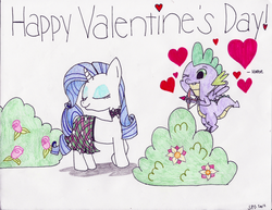 Size: 1024x790 | Tagged: safe, rarity, spike, g4, female, male, ship:sparity, shipping, straight, valentine's day