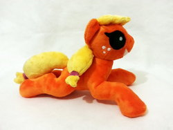 Size: 800x600 | Tagged: dead source, safe, artist:tersaziu, applejack, earth pony, pony, g4, baby, baby pony, babyjack, creepy, foal, irl, photo, plushie