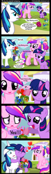 Size: 1200x4050 | Tagged: safe, artist:coltsteelstallion, princess cadance, shining armor, twilight sparkle, g4, blushing, comic, crying, female, filly, filly twilight sparkle, hug, male, princess sadance, stallion, teen princess cadance, tower of pimps, younger