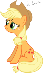 Size: 588x989 | Tagged: safe, artist:und34d951, applejack, earth pony, pony, g4, applejack's hat, cowboy hat, female, hat, mare, simple background, sitting, smiling, solo, transparent background, vector