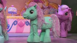 Size: 853x480 | Tagged: safe, minty, thistle whistle, wysteria, g3, my little pony live, my little pony live: the world's biggest tea party, quadsuit