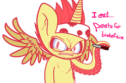 Size: 1280x846 | Tagged: safe, artist:extradan, apple bloom, alicorn, pony, g4, bandana, butterfly knife, looking at you, solo