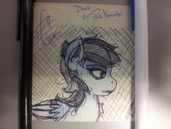 Size: 3264x2448 | Tagged: safe, artist:palenarrator, rainbow dash, pony, g4, female, solo, sticky note, traditional art