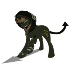 Size: 800x800 | Tagged: safe, artist:reallysandypony, pony, unicorn, antagonist, devil tail, female, hood, mare, medusa (soul eater), ponified, raised hoof, solo, soul eater