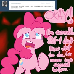 Size: 1000x1000 | Tagged: safe, artist:crade, pinkie pie, earth pony, pony, g4, ask, clone, female, pinkie clone, pinkie pie the second, scared, solo, tumblr