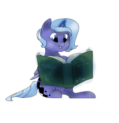 Size: 1132x1169 | Tagged: safe, artist:octomoparalysis, princess luna, pony, g4, book, female, filly, reading, simple background, sitting, solo, woona