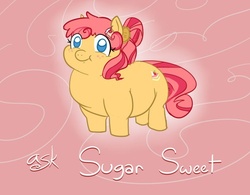 Size: 500x390 | Tagged: safe, artist:glwuffie, artist:pudgeysabertooth, oc, oc:sugar sweet, earth pony, pony, ask sugar sweet, fat