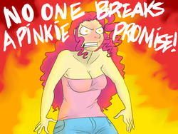 Size: 1280x960 | Tagged: safe, artist:cartoonlion, pinkie pie, human, g4, angry, fire, humanized, pinkie promise
