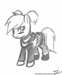 Size: 667x800 | Tagged: safe, artist:johnjoseco, grayscale, monochrome, ponified, roxie richter, scott pilgrim