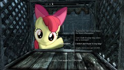 Size: 1920x1080 | Tagged: safe, artist:colorfulbrony, apple bloom, g4, crossover, i didn't put those in my bag, ponies in video games, skyrim, the elder scrolls