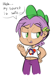 Size: 344x498 | Tagged: safe, artist:girgrunny, edit, rarity, spike, g4, clothes, cropped, humanized, shirt