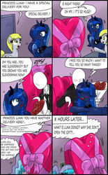 Size: 1920x3090 | Tagged: safe, artist:ciriliko, derpy hooves, princess celestia, princess luna, pegasus, pony, g4, comic, crack shipping, creeper, crossover shipping, female, flower, lesbian, mare, rejection, ship:princest, shipping, slenderman, valentine, zas