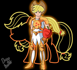 Size: 3400x3081 | Tagged: safe, applejack, human, g4, applejack (male), armor, humanized, parody, rule 63, saint seiya, solo