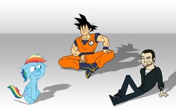 Size: 900x566 | Tagged: safe, rainbow dash, human, .mov, g4, dragon ball, dragon ball z, dragonzball p, male, son goku