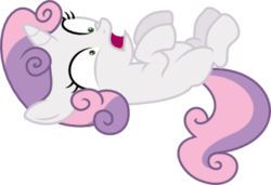 Size: 412x282 | Tagged: safe, artist:deadparrot22, sweetie belle, pony, g4, female, on back, simple background, solo, svg, transparent background, vector