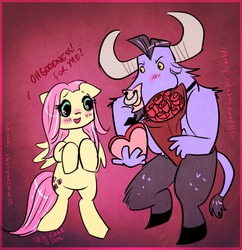 Size: 1094x1132 | Tagged: safe, artist:velexane, fluttershy, iron will, g4, 30 minute art challenge, ship:ironshy, shipping