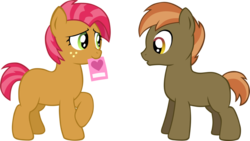 Size: 1024x576 | Tagged: safe, artist:ludiculouspegasus, babs seed, button mash, earth pony, g4, buttonseed, colt, female, filly, foal, male, shipping, simple background, straight, transparent background, valentine