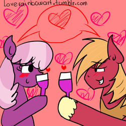 Size: 500x500 | Tagged: safe, artist:loverainbow, big macintosh, cheerilee, earth pony, pony, g4, 30 minute art challenge, male, ship:cheerimac, shipping, stallion, straight