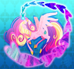 Size: 2100x1950 | Tagged: safe, artist:mizzsnow, princess cadance, alicorn, pony, g4, eyes closed, female, glowing horn, heart, horn, magic, mare, profile, solo