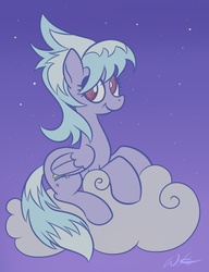 Size: 837x1088 | Tagged: safe, artist:givenheart, cloudchaser, pony, g4, cloud, female, night, solo