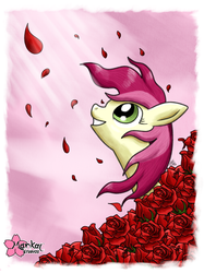 Size: 1958x2618 | Tagged: safe, artist:clouddg, roseluck, earth pony, pony, g4, flower, rose, rose petals, solo