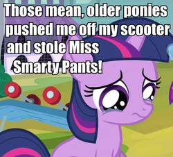 Size: 549x497 | Tagged: safe, edit, edited screencap, screencap, twilight sparkle, pony, a canterlot wedding, g4, bronybait, bullying, cropped, crying, female, filly, filly twilight sparkle, image macro, sad, solo, teary eyes, younger