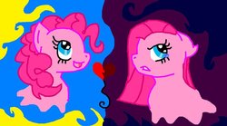 Size: 900x502 | Tagged: safe, artist:ceenova, pinkie pie, g4, crying, duality, ms paint, pinkamena diane pie