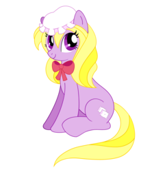 Size: 1903x2115 | Tagged: safe, artist:sohmasatori, earth pony, pony, bow, hat, looking at you, maribel hearn, ponified, simple background, sitting, smiling, solo, touhou, transparent background, vector