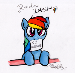 Size: 1266x1241 | Tagged: safe, artist:mandopony, rainbow dash, pony, g4, female, mare, mouth hold, solo