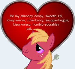 Size: 600x557 | Tagged: safe, big macintosh, earth pony, pony, g4, heart, lasty's hearts, love poisoned, male, simple, stallion, term of endearment, valentine