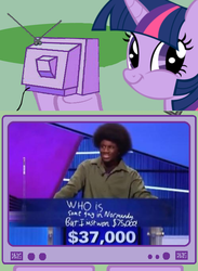 Size: 563x771 | Tagged: safe, twilight sparkle, g4, exploitable meme, jeopardy, tv meme, twiface