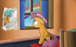 Size: 1600x1000 | Tagged: safe, artist:toastiestzombie, scootaloo, g4, crying, fanfic, scootasad, solo