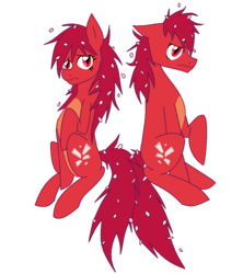 Size: 945x1066 | Tagged: dead source, safe, artist:galaxyacero, earth pony, pony, dandruff, duality, female, flaky, happy tree friends, male, mare, nervous, ponified, rule 63, stallion