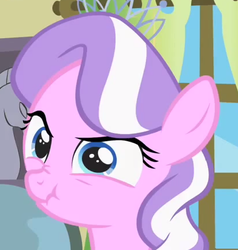 Size: 412x432 | Tagged: safe, screencap, diamond tiara, earth pony, pony, family appreciation day, g4, bust, cropped, female, filly, portrait, scrunchy face, solo