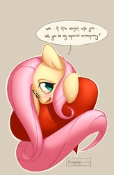 Size: 1176x1788 | Tagged: safe, artist:eosphorite, fluttershy, pony, g4, cute, dialogue, female, heart, hearts and hooves day, shyabetes, solo