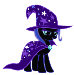 Size: 1830x1841 | Tagged: safe, artist:durpy, color edit, nightmare moon, trixie, pony, unicorn, g4, cape, clothes, female, hat, mare, recolor, simple background, solo, transparent background, trixie's cape, trixie's hat, vector