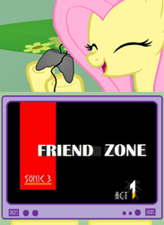 Size: 438x600 | Tagged: safe, fluttershy, pegasus, pony, g4, crossover, exploitable meme, female, friendzone, gamershy, male, mare, sonic the hedgehog, sonic the hedgehog (series), sonic the hedgehog 3, tv meme