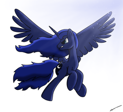 Size: 4200x3827 | Tagged: safe, artist:poshpete117, princess luna, pony, g4, female, flying, solo