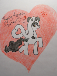 Size: 600x800 | Tagged: safe, artist:ask-pandapony, oc, oc only, earth pony, panda, pony, hearts and hooves day