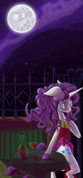 Size: 1024x2194 | Tagged: safe, artist:fauxsquared, rarity, pony, g4, bipedal, crying, moon, night, wine