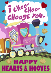 Size: 638x900 | Tagged: safe, artist:pixelkitties, derpy hooves, pegasus, pony, g4, female, male, mare, simpsons did it, the simpsons, train, valentine
