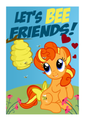 Size: 672x958 | Tagged: safe, artist:pixelkitties, bumblesweet, bee, g4, beehive, pun, smiling, valentine