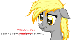 Size: 1067x600 | Tagged: safe, edit, derpy hooves, g4, alone, hearts and hooves day, lonely, sad, text, valentine's day