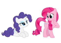 Size: 500x354 | Tagged: safe, pinkie pie, rarity, g4, alternate hairstyle