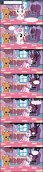 Size: 1290x5080 | Tagged: dead source, safe, artist:jan, sweetie belle, pony, unicorn, ask the crusaders, g4, comic, dialogue, female, filly, foal, horn, lies, speech bubble, teddy bear