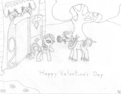 Size: 1016x787 | Tagged: safe, artist:fabulousanddumbrock, big macintosh, rarity, earth pony, pony, g4, drawing, male, ship:rarimac, shipping, stallion, straight, valentine's day