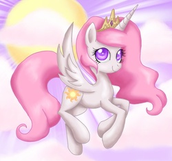 Size: 842x791 | Tagged: safe, artist:mel-rosey, princess celestia, pony, g4, cute, cutelestia, female, pink-mane celestia, solo, sun, younger